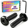 Taiss 30pcs 1/4-20 x 1 Flat Head Socket Head Screw,Furniture Bolts,Furniture Screws 304 Stainless Steel,1/4 Bolts Black Zinc Plated Fully Threaded,Countersunk Connector Screws with Hex Spanner - size: 30PCS 1/4-20x1"