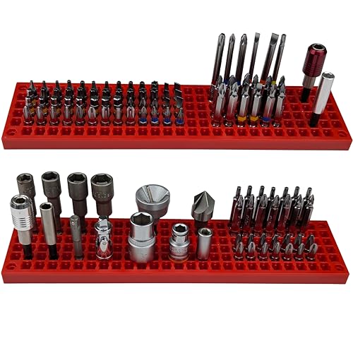 Free Zone Bit Organizer Set, 316-Hole 1/4" Hex Bit Toolbox Storage - color: Red