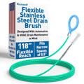 Raxwell Auto Sunroof Drain Cleaning Tool - 118 Inch Flexible Drain Brush with Coated Wire, Firm Bristle and Loop Handle - Water Snake for AC Lines, Dishwasher and Appliance Tubing