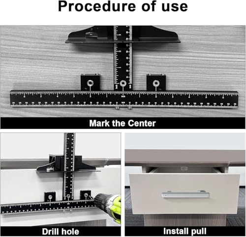 TOURACE 41 inch Extra Long Cabinet Hardware Jig, Cabinet Hardware Jig, Adjustable Aluminum Alloy Cabinet Handle Jig with Automatic Center Punch, Cabinet Hardware Template Tools