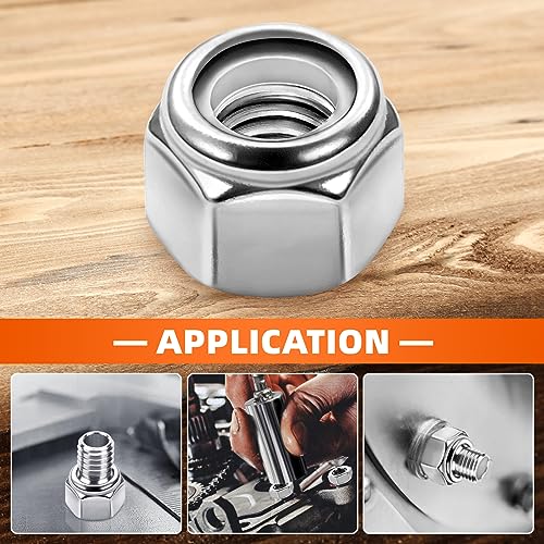 3/8-16 Nylon Insert Hex Lock Nuts Locknuts, 304 Stainless Steel 18-8, Bright Finish, 25 PCS - color: Silver, size: 3/8-16