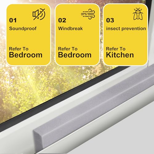 moonoom 2 Pcs Foam Air Conditioner Weatherseal Tape-2''x1''x6.5ft Air Conditioner Foam Tape-Non-Adhesive Foam Seal Strip with Glue Point for Air Conditioner Door Window Seal