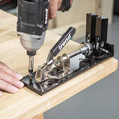 Trend Pocket Hole Jig Kit with Dual Column Jig, Face Clamp, HSS Drill Bit & Depth Setting Collar, 2 Square Bit Drives & 100 Pocket Hole Screws, PH/JIG - style: Dual Column