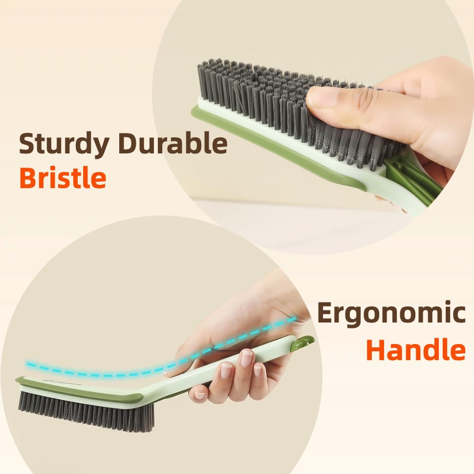 3-in-1 Detail Cleaning Brush, Crevice Grout Brush, Green - color: Green