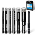 DKIBBITH 7 Pack Dry Diamond Drill Bits & Tile Drill Bits Set for Ceramic, Porcelain, Marble, Granite, Stone, Glass - Round Shank 3/16", 1/4"(x2), 5/16", 3/8", 1/2"+1 Pack Drill Bit 1/4" - size: 7 Pcs Diamond Drill Bit