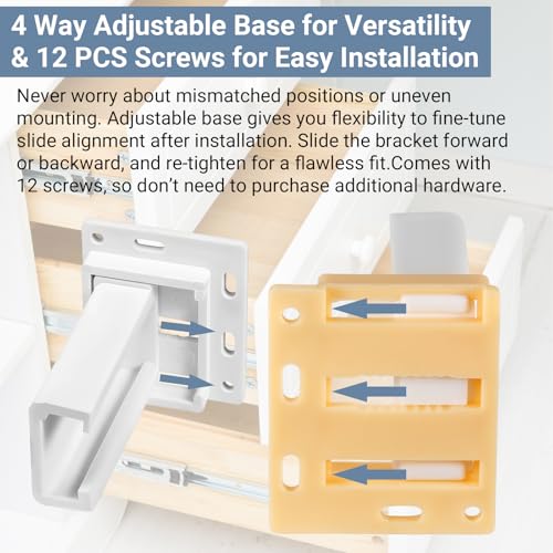 2 Pack Drawer Slide Socket Set for 1" Drawer Slides, Heavy-Duty Plastic | C-Shaped Adjustable H305 Drawer Rail Bracket with Screws Adjustable Base,Drawer Socket for RV Drawers Cabinet & Furniture
