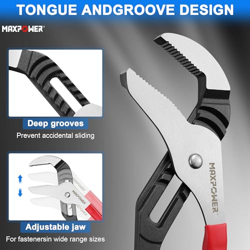 MAXPOWER 16-inch Groove Joint Pliers, 3.34-inch Jaw Opening - size: 16"