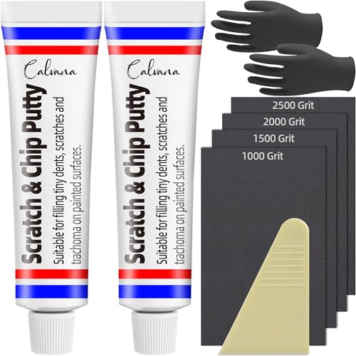Calvana (2-Pack 20g Car Body Filler Repair, Automotive Putty Scratch Filler, Quick-Drying Formula for Minor Touch-ups, Ideal for Car Paint Scratch Removal and Rust, with 4pack Sand Paper Repair Tools - size: 2Pack+4 Sand Paper Kit