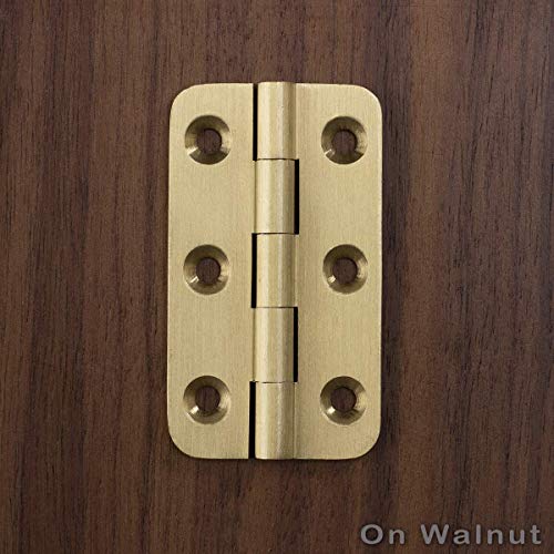 Keenkee 2 Inch Brushed Solid Brass Butt Hinges with Screws, 4 PCS