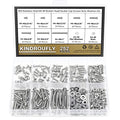 252 Pieces #4-40 x 3/16", 1/4", 5/16", 3/8", 1/2", 5/8", 3/4", 1", Button Head Socket Cap Screws Nuts Washers Assortment Kit, 304 Stainless Steel, Fully Machine Thread - size: #4-40, style: Button Head