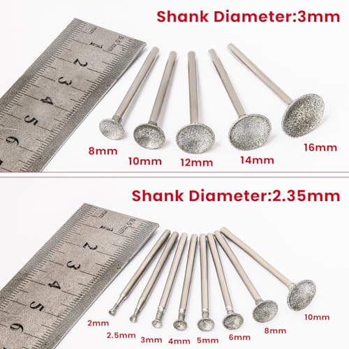 13Pcs Bowl Shape Diamond Burr Bits for Dremel Bits with 3/32", 1/8" Shank - style: Style 3