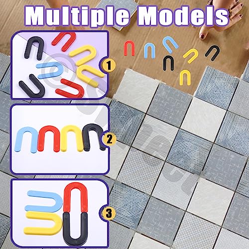 Swpeet 200Pcs 4 Sizes Plastic Horseshoe Shims U Shaped Tile Spacers Assortment Kit - 1/4, 3/16, 1/8, 1/16 Inch for Leveling