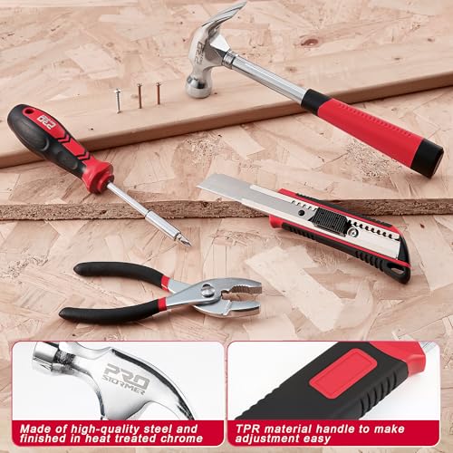 Prostormer 93-Piece Small Tool Kit for Home and Dorm, Red - color: Red