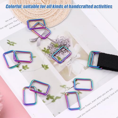 PECMER Rainbow 1 Inch Rectangle Rings for Purses Bag Making Hardware-12 PCS - color: Rainbow Rectangle Rings-12 Pcs-1 Inch