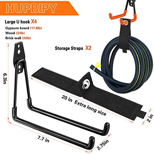 HUPBIPY Garage Hooks Heavy Duty, Large Square Wall Hooks - color: Black Large U Hook, size: 7.7inch U Hook