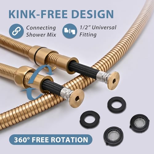 23 Inches 304 Stainless Steel Shower Hose Extra Short Gold - color: Gold, size: 23 Inches