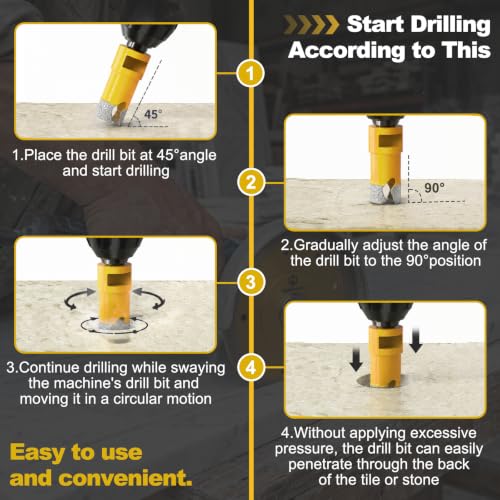 Diamond Tile Hole Saw Kit-15Pcs,Core Drill Bits for Ceramic,Glass