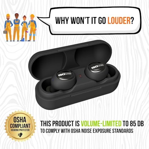ISOtunes Free 2.0 Bluetooth Hearing Protection, OSHA Compliant Work Earbuds - color: Matte Black