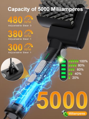 Electric Grill Brush, Cordless Automatic BBQ Grill Cleaner - color: Black