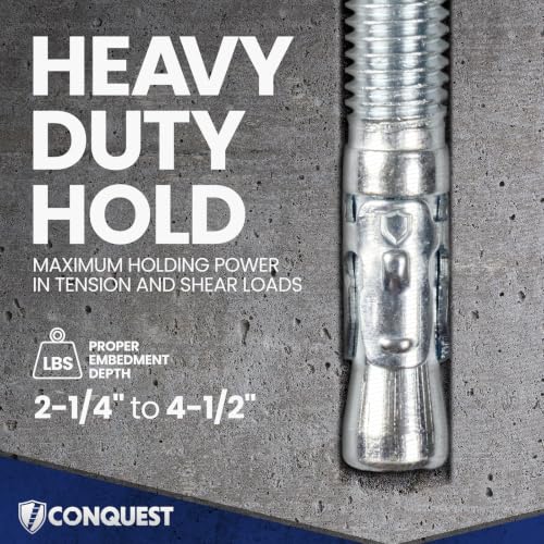 Conquest 304 Stainless Steel Wedge Anchors for Concrete 1/2” x 7” - size: 1/2" x 7"