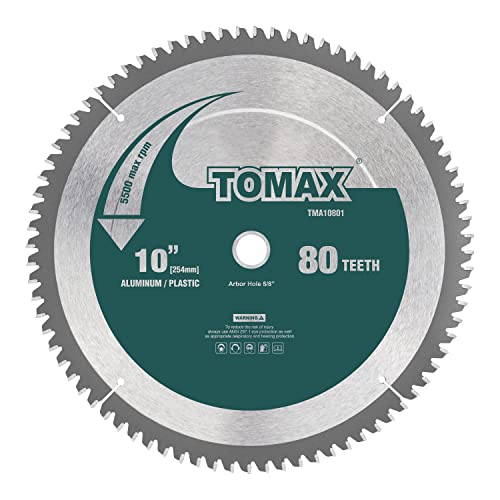 TOMAX 10-Inch 80 Tooth TCG Aluminum and Non-Ferrous Metal Saw Blade with 5/8-Inch Arbor - size: 10" 80T