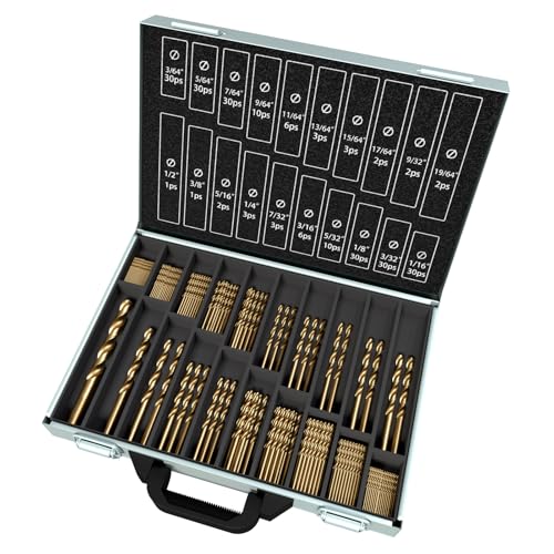 234Pcs(3/64"-1/2") Cobalt Drill Bit Set M35 HSS Jobber Length - size: 234pcs, 3/64"-1/2"