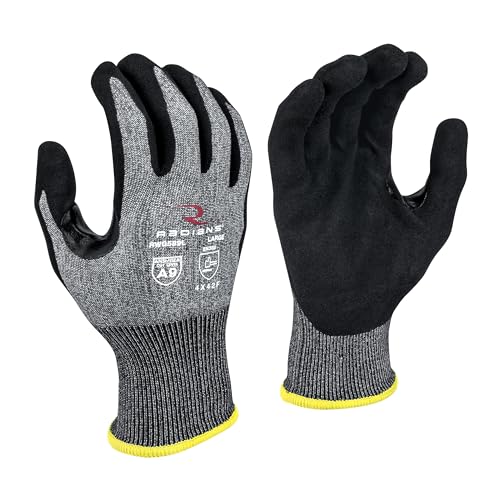 Radians Unisex Touchscreen Cut Level A9 Sandy Foam Nitrile Coated Cut Resistant Work Glove - Gray Shell/Black Palm, Standard Size S - color: Black, size: Small