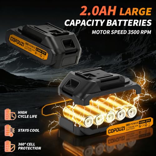 Cordless Jig Saw, Jigsaw Saw with 2×2.0Ah Batteries and Charger, Power Saber Saw Tool with LED Light, 0-45° Bevel Cuts & 4 Orbital Sets, Electric Curve Saw for Straight/Curve/Circle Cutting