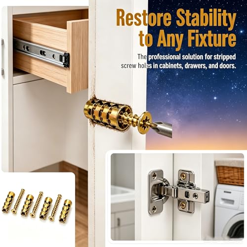 6×14mm Short Expansion Screw Set,Door Hinge Repair Screw and Expansion Anchor (100)