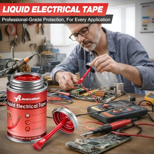Liquid Electrical Tape 4oz Waterproof Liquid Tape Electrical Insulating Glue with Brush Cap, High Temperature Resistant Flexible Rubber Coating for Wires Cables, Plug, Automotive(Red) - color: Red