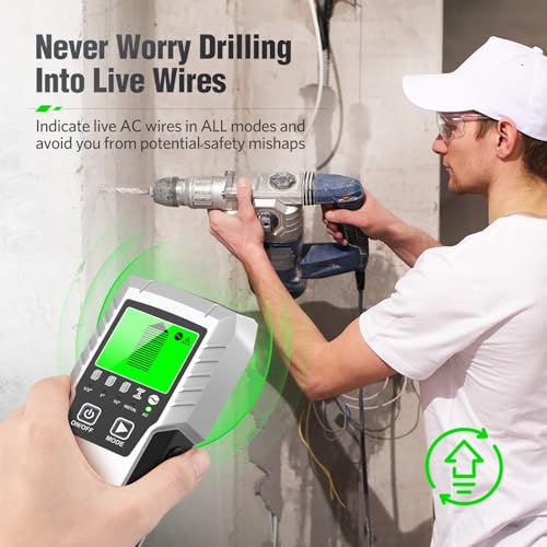 Stud Finder Wall Scanner Detector for Wood, Metal Studs and AC Wires - color: Bright Silver