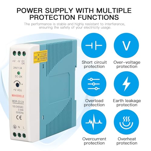 MAKERELE 24V MDR DIN Rail Power Supply 20W - style: 20W-24V