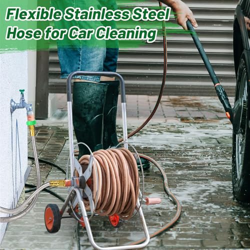 5ft Short Metal Garden Hose with Male to Female Connector - size: 5ft