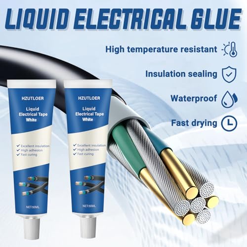 3.38 OZ (100Ml) Liquid Electrical Tape, 2PCS 50ML Insulating Electrical Tape Glue, Waterproof, Fast Drying, High Temperature Resistant - color: White