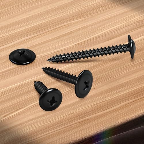 #10 x 2 Truss Head Fast Self Tapping Screws, Alloy Steel Wood Screws, Black Finish, Full Thread, Screwdriver Bit Included, 50 PCS - color: Black, size: #10 x 2"