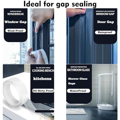 Window Weather Sealing Tape 3 Inch x 33 FT x 0.3 Mils Weather Stripping Residue-Free Clear Window Insulation Tape for Doors Windows and Shower Glass Gaps - size: 3 In * 33 FT * 7.87 Mils