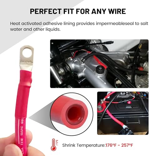 RED WOLF Waterproof Red and Black Heat Shrink Tubing Kit 270PCS, 3:1 Shrinkage Ratio, Adhesive Lined Electrical Cable Harness Heat Shrink Tube Marine Grade for Wire Wrap Connection Insulation