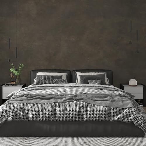 JSEVEM 48"×197" Large Size Extra Wide Thick Dark Brown Tan Grey Rusty Concrete Wallpaper Peel and Stick Waterproof Metallic Concrete Contact Paper Vinyl Adhesive Sticker for Bedroom Bathroom Gym Walls - color: Dark Tan Grey, size: 48" x 197"