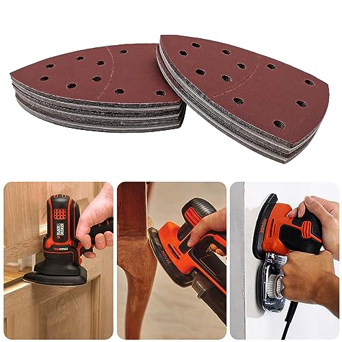 50 PCS Mouse Detail Sander Sandpaper, 240 Grit Palm Sander Sandpaper 11 Holes Hook and Loop Sander Pads Triangular Sanding Sheets Abrasive Sanding Paper for Mouse Sander - size: 240 Grit