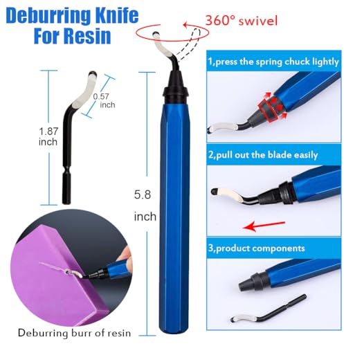 Resin Polishing Tools Kit,Electric Resin Drill Kit,Rotary Pen & Deburring Tool 3D Printing for Keychain Making,Jewelry Art,Resin Duberring, Drilling,Polishing,Engraving,DIY