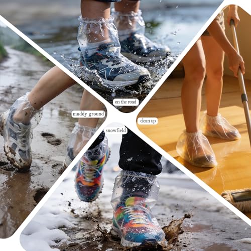 12Pcs Individually Packaged Rain Shoe Covers, Disposable Plastic Shoe Covers for Rain, Portable and Durable, Perfect for Rainy and Snowy Days, Disney Trip (Clear, Adult M, 12Pcs/6pairs) - size: Adults M 12Pcs