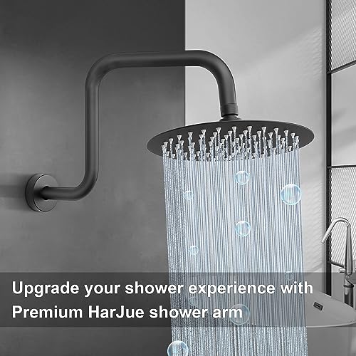 S Shaped Shower Arm, High Rise Shower Head Extension Pipe Standard 1/2" Connection with Flange, Awesome Shower Experience-Stainless Steel Bathroom Accessory(13 Inch Z-S Shape, Matte Black) - color: Matte Black, style: 13" Z Shape