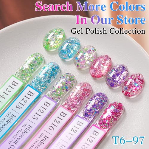 Double Rhythm 15ML Glitter Gel Polish Shimmer Reflective Holographic Color Magnetic for Nail Art Salon DIY at Home (Sparkle Purple-B1217) - color: Sparkle Purple