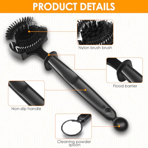 2Pcs Espresso Machine Cleaning Brush, Espresso Machine Group Head Cleaning Brush, Detachable 360° Nylon Bristles Espresso Machine Cleaning Tool for 58mm Coffee Machine Grouphead - color: Black 2pcs