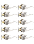 Mengico 10 Pack Satin Nickel Modern Interior Passage Door Knobs, Keyless Door Handle for Hallway & Closet, Wave Style Non-Locking Door Lever Reversible for Left & Right Handed - size: Passage Function - Keyless