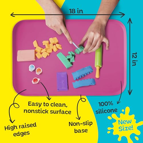 Just Messin’ Silicone Arts and Crafts Mat for Kids, 12"x 18", Pink - color: Pink, size: 12" x 18"