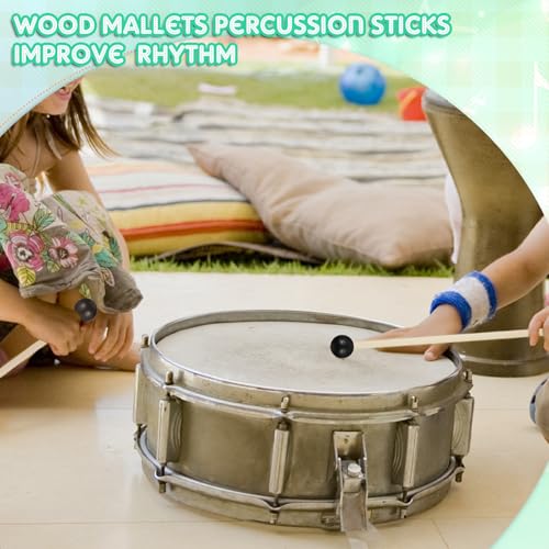 Boao 6 Pcs Rubber Mallet Percussion Xylophone Bell Mallets Glockenspiel Sticks Drum Stick Mallet with Wood Handle Rubber Mallet Percussion Instrument Kit for Gong Woodblock Drum Bells (Black)