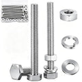 10 Sets1/4-20 × 3" Stainless Steel Hex Head Screws Bolts, Nuts, Flat & Lock Washers,18-8(304) Full Thread - color: Silver, size: 1/4-20×3"(10 Sets)