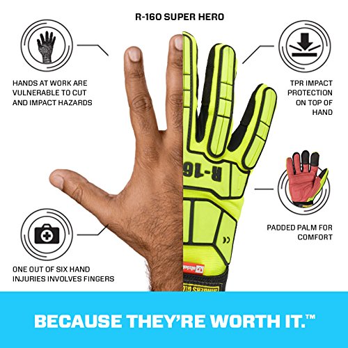 Ansell RINGERS R-161 Touchscreen TPR Impact Gloves, Size X-Large, 1 Pair - size: X-Large