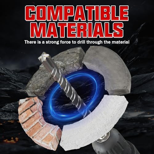 CSOOM SDS Plus Rotary Hammer Drill Bit 3/4"x12.2", Professional Concrete Drill Bit for Concrete, Brick, Stone and Cement Walls - size: 3/4"x12.2"